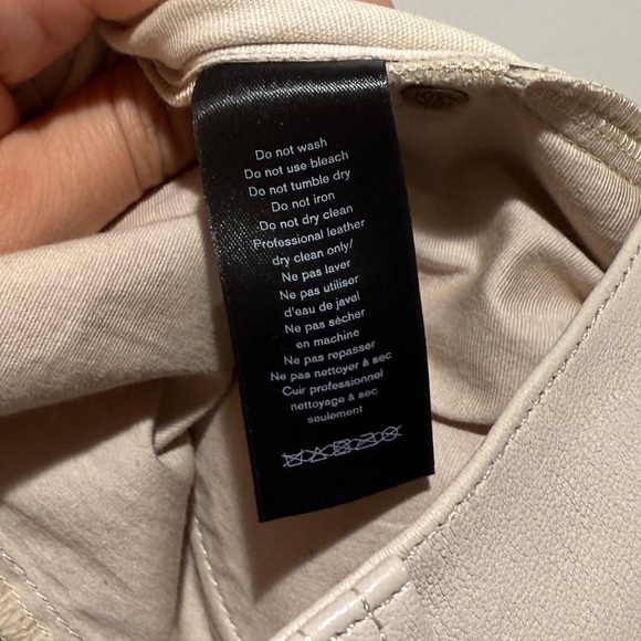 NWT Womens rag & bone Harlow Leather Mid-Rise Straight Pants 31 Stone Nude Fall - Picture 9 of 12